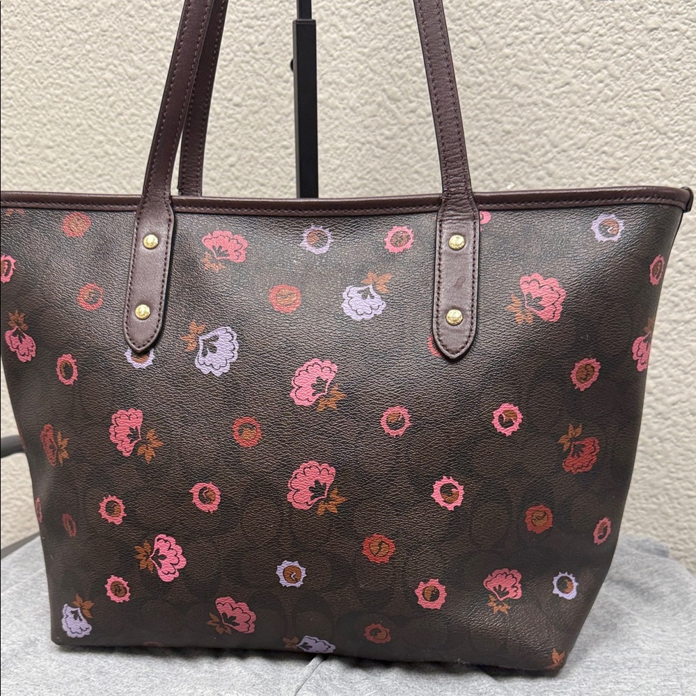 Coach Brown Floral Tote Bag - Picture 7 of 15